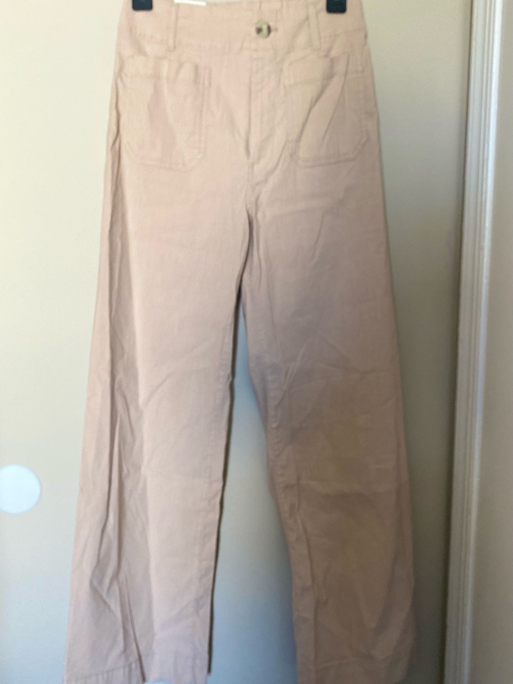 Maeve Beige The Colette uHigh-Rise Wide-Leg Full Length Utility Pants NWT